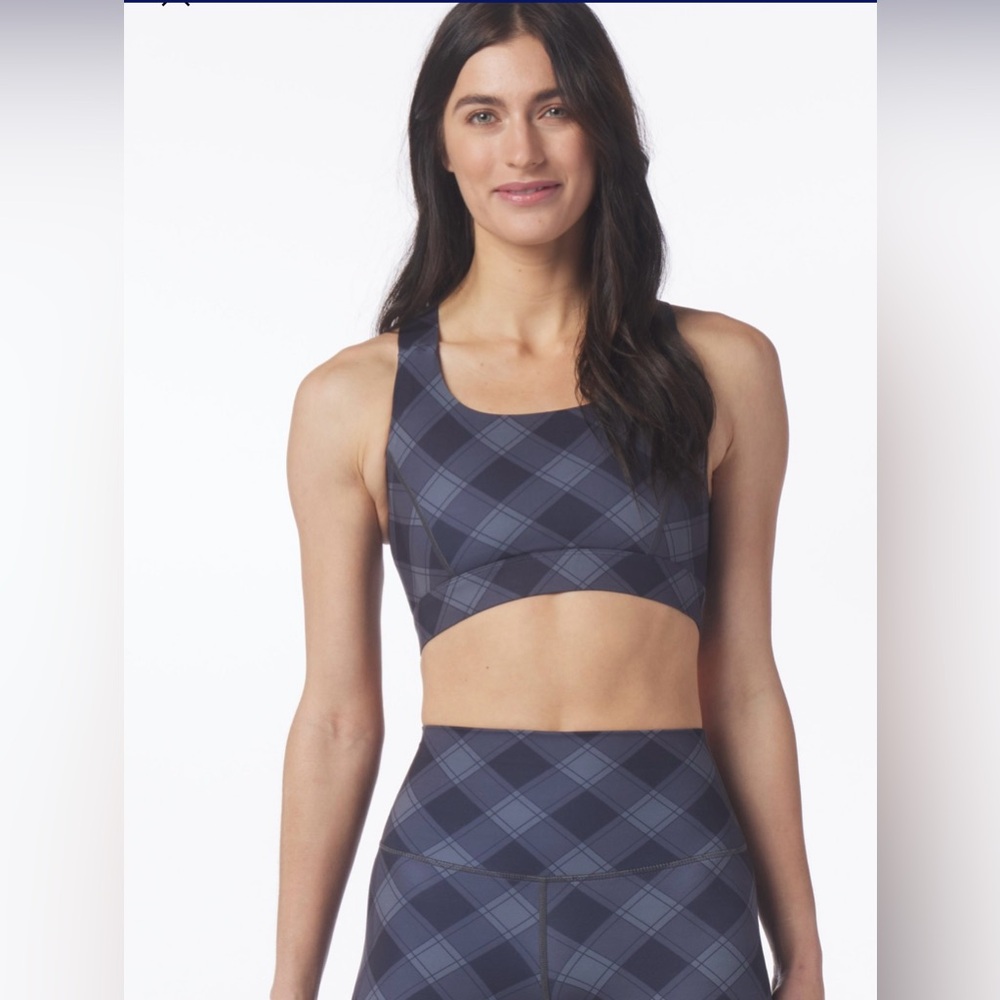 Glyder black buffalo plaid sports bra NWT